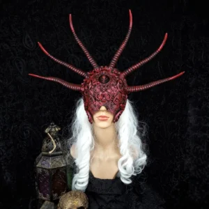 Made to order / blind mask "Vlad Dracul", demon mask, gothic crown, horns mask, fantasy costume, devil, vampire, Vikings
